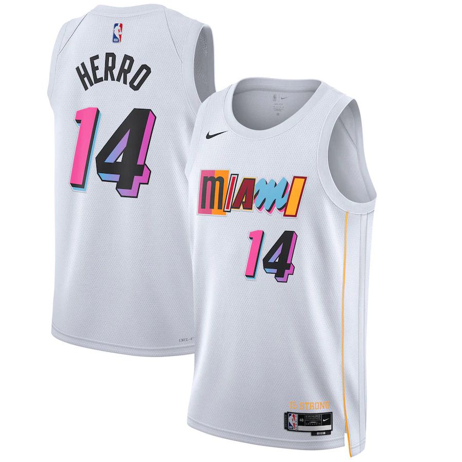 Men Miami Heat 14 Tyler Herro Nike White City Edition 2022-23 Swingman NBA Jersey